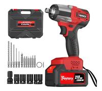 21V Cordless Impact Wrench, 1/2" Brushless Electric Wrench Adjustable Speed, 3400RPM / 550NM /16pcs Accessories Wrench Ideal for Work and Home, 3 in 1 Impact Gun with 3000mAh Battery (Red)