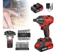 21V Cordless Impact Wrench 1/2Inch Battery Impact Gun, 450 N.m High Torque Brushless Power Impact Wrench with 1.5Ah Lithium Battery, 14 Impact Sockets Set, 12 Screwdriver Bits, Electric Impact Wrench