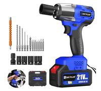 21V Cordless Impact Wrench, 3-in-1 Brushless Impact Gun with 3400RPM & 406ft lbs/550N.m & 3000mAh, 1/2'' Electric Wrench with Variable Speed, 4 Pcs Impact Sockets + 12 Bits for Car, Home and DIY