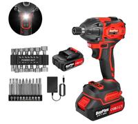 21V Cordless Impact Wrench Brushless 1/2 Inch Battery Impact Gun 450N.m High Torque 2500 RPM Power Electric Wrench with 1.5Ah Lithium Battery and Charger, 14 Impact Sockets Set, 12 Screwdriver Bits
