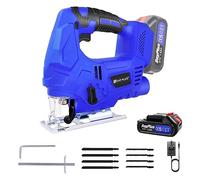 21V Cordless Jigsaw with 1500mAh Battery and Charger, 400W 3000 SPM Upgraded Brushless Motor Electric Jigsaw Tool with LED Light, 8pcs Blades, Jig Saws Cutter for Wood Metal Cutting