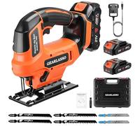 21V Cordless Jigsaw with 2x2000mAh Batteries, 2800RPM Electric Jig Saw with 45° Bevel Cutting, 4 Orbital Modes, LED Light & Over-Heating Protection, 6 Blades for Wood, Metal, Plastic DIY Cutting