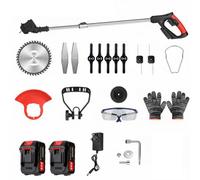 21V Cordless Lawn Strimmer & Mower With 2 X 2.0Ah Batteries, 5 Metal Blades, And 10 Plastic Blades For Garden Use
