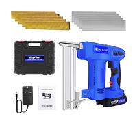 21V Cordless Nail Gun with 1.5Ah Li-ion Battery and Charger, 2-in-1 Brad Nailer & Stapler, Battery Powered Nail Gun, Includes 500 Nails and 500 Staples, for Woodworking, Home Renovation DIY