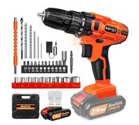 21V Cordless Power Drill, Handheld Screwdriver Drill Set with 1.5Ah Li-ion Battery & Charger, 25+1 Torque, 2-Gear Combi Hammer Drills, 3/8" Chuck Drills Drivers Kit with 29Pcs Accessories for Home DIY