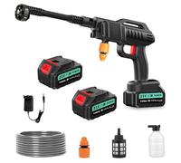 21V Cordless Pressure Washer, 6-in-1 Adjustable Nozzle, Battery-Powered Power Washer with 80 Bar High Pressure, 5M/16.5FT Hose & Dual Batteries, for Patios, Cars & Outdoor Cleaning