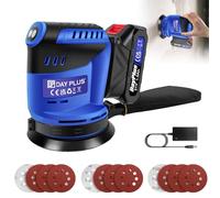 21V Cordless Random Orbital Sander with 12Pcs Sandpapers, 3-Speeds Electric Orbital Sander with 1.5Ah Battery & Charger, Dust Collection Bag, 360°Rotating Sanding, for Sanding, Polishing Metal/Wood