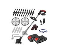 21V Cordless Strimmer, Telescopic Lightweight Grass Trimmer with 6xMetal Blades & 10xPlastic Blades, 2 x 2000mAh Battery