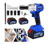21V Impact Wrench Electric Cordless 1/2 Inch Driver Tool Case for Car Tyre Wheel, 420Nm, 3200RMP, 2 x 6.0Ah Battery, 4 Sockets and 12 Drill Bits