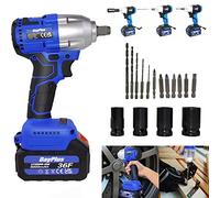 21V MAX Brushless Cordless Impact Wrench Car Repair Wheel Nut Gun Electric 420 N.M High Torque Impact Wrench Power Wrench Electric Cordless Driver with 4 Sockets + 12 Driver Bits+ 6.0AH Battery