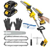 21V Pole Saw Cordless, 6 Inch Branches Trimming Mini Chainsaw, Electric Chain Saw with Battery & Charger, Tree Saw for Tree Trimming Branch Wood Cutting (Yellow)