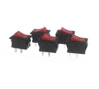 21x15mm Copper Feet Black Red Push Button Mini Switch 6A 10A 110V 250V KCD1 2Pin Snap-in On Off Rocker 5Pcs(8)