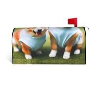 21x18 in Mailbox Cover – Wearing Clothes Corgi Dogs Print MagneticMailbox Covers, Letterbox Decor, Spring & Winter Garden Decor