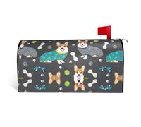 21x18 in Mailbox Cover - Wearing Clothes Corgi Dogs Print MagneticMailbox Covers, Letterbox Decor, Spring & Winter Garden Decor
