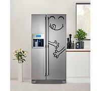 (21x40 cm) Vinyl Fridge Decal Cute Happy Yummy Face / Full Stomach Silhouette Art Decor Refrigerator Sticker / DIY Mural + Random Decal Gift!