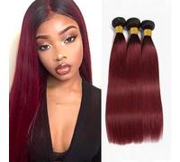 22 24 26 Inch Burgundy Human Hair Bundles 1B99J Straight Bundles Human Hair 12A Grade Unprocessed Brazilian Virgin Hair 3 Bundles Ombre Red Bundles Wine Red Straight Bundles Hair Weave