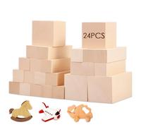 22/24 Pcs Basswood Wood Block for Craft: 3-Size Soft Carving Wooden Blocks for Whittling Craft Projects and Model Making Unfinished Carving Wood Kit Fit DIY Enthusiasts and Art Students
