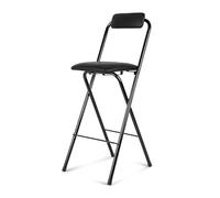 22/26/30in Padded Folding Stool, No Assembly, Adults Portable Foldable Tall Chair with 243lb Capacity for Home, Office, Kitchen(Black,60cm/23in)