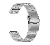 22/26mm No Gaps Titanium Metal Watchband Fit for Garmin(Silver,22mm)