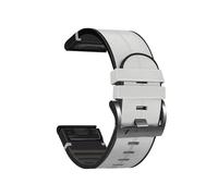 22-26mm Quick Adaptation Silicone Leather Watch Strap Fit For Garmin Fenix 6X 6 Pro Instinct 2X/Fenix 7 7X 5 5X Plus(White,26mm)