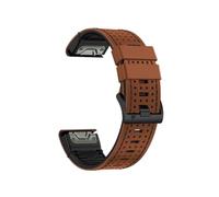22-26mm Quick Adaptation Silicone Leather Watch Strap Fit For Garmin Fenix 6X 6 Pro Instinct 2X/Fenix 7 7X 5 5X Plus(Coffee Black,26mm)