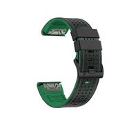 22-26mm Quick Adaptation Silicone Leather Watch Strap Fit For Garmin Fenix 6X 6 Pro Instinct 2X/Fenix 7 7X 5 5X Plus(Black Green,26mm)