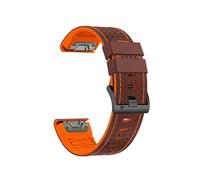 22-26mm Quick Adaptation Silicone Leather Watch Strap Fit For Garmin Fenix 6X 6 Pro Instinct 2X/Fenix 7 7X 5 5X Plus(Zao Red Orange,22mm)