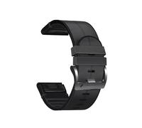 22-26mm Quick Adaptation Silicone Leather Watch Strap Fit For Garmin Fenix 6X 6 Pro Instinct 2X/Fenix 7 7X 5 5X Plus(Black,22mm)