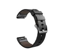 22 26mm Quick Release Leather Wristband Fit For Garmin 5Plus 6Pro 7Pro Fenix8 7XPro 5XPlus 6XPro(Black-black buckle,22mm)