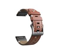 22 26mm Quick Release Leather Wristband Fit For Garmin 5Plus 6Pro 7Pro Fenix8 7XPro 5XPlus 6XPro(Brown2-Silver buckle,26mm)