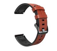 22/26mm Quickfit Smart Watch Strap For Garmin Fenix 7 7X 6 6X Pro 5X 5 Plus 3HR 935 945 Genuine Leather Band Silicone Wristband Correa (Color : Brown, Size : 26mm Width)