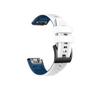 22、26mm Silicone Waterproof and dustproof Quick disassembly Watchband Fit for Garmin Most watches(White Blue,22mm)