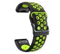 22/26mm Silicone waterproof and dustproof quick release Watchband Fit for Garmin Fenix 6X/6 Pro/5X/5 Plus/7X/7/Instinct 2X Solar(Green black,22mm)