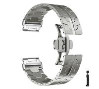 22、26mm Titanium Color Stainless Steel QuickFit Metal Watchband Fit for Garmin Fenix 5/5X/5XPlus/6/6XPro/7x/8/Forerunner 945(Titanium Color,22mm)