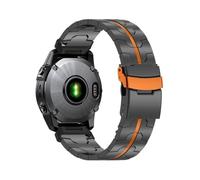 22、26mm Titanium metal Quick disassembly Watchband fit for Garmin Fenix E 8/AMOLED 7X 7 Pro 6X 6/Instinct 3 45mm(Black orange,22mm)