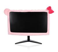 22"-27" Kawaii Computer Monitor Cover with Cat Ear Lovely Elastic Monitor Dust Cover Protector Furry Cute LCD Screen Decoration Lovely Computer Accessories for Laptop TV Tablet(Pink)