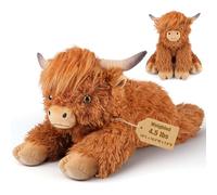 22" & 4.5 lbs Highland Cow Weighted Stuffed Animal, Adjustable Sitting & Laying Plush Toy Pillows with Removable Ceramsite Bag for Companion, Cuddly & Soft Gifts for Adults, Kids, Boys and Girls