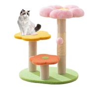 22.4" Cat Trees, Scratching Post Kitten Tree, Three-story Cat Tower, Cozy Fluffy Cute Cats Condo for Kitten Indoor Activity(Orange)