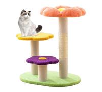22.4" Cat Trees, Scratching Post Kitten Tree, Three-story Cat Tower, Cozy Fluffy Cute Cats Condo for Kitten Indoor Activity(Purple)