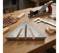 22.5°-90° Miter Square Ruler, Thick Metal Triangle Layout Tool with Long Hypotenuse Flange for Welding, Framing, Pipe Cutting and Metalworking, Silver(Small)
