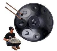 22"/55cm Handpan Drum Instrument For Adults, Hand Pan In D Minor 9/10/12 Notes Steel Hand Drum, Harmonic Percussion For Sound Healing, Personal Meditation(Black,10 Notes (440Hz))