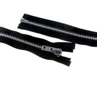 22" 56cm YKK Heavy Duty Silver Metal Open End Zips Black - per Single Zip