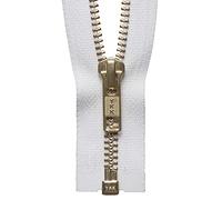 22"/ 56cm YKK Metal Brass Open Ended Zip: White