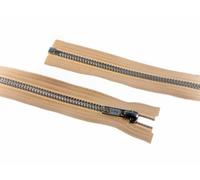 22" 56cm YKK Silver Metal Open End Zips Beige - per Single Zip