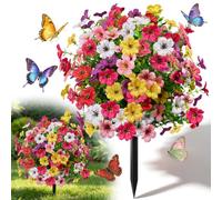 22" Artificial Flowers 1 PC, UV Resistant Violet Garden Ornaments Outdoor Fake Silk Flowers Topiary Balls, Summer Autumn Faux Plastic Plants Accessories for Garden, House, Porch, Patio & Indoor Decor