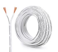22 AWG 2 Core Electrical Wire 30m, Pure Copper Twin Cable 2×0.3mm² White Flexible PVC Wire for 12V/24V/240V/300V Automotive, LED Lighting, DIY Projects, Home Electrical Use