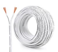22 AWG 2 Core Electrical Wire 45m, Pure Copper Twin Cable 2×0.3mm² White Flexible PVC Wire for 12V/24V/240V/300V Automotive, LED Lighting, DIY Projects, Home Electrical Use