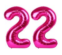 22 Balloon - Hot Pink Birthday Number Balloons, 40 Inch Large Foil Balloons for Men Women Boys Girls Hot Pink Themed Birthday Decorations