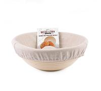 (22 cm) Round Banneton Proofing Basket Set - Brotform Handmade Unbleached Natural Cane For Homemade Crusty Fresh, Easy to Bake Bread With Professional Marks Rising Dough Bread Kit With Washable Liner