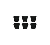 (22 cm set of 6) Black Square Plastic Venetian Flower Pot Pots Garden Plants Container Growing